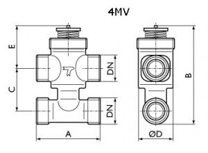 Вентиль 3-х ходовой с байпасом 4MV 20-4,0